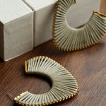 Handwoven Leather Half - Hoop Earrings - floysun