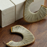 Handwoven Leather Half - Hoop Earrings - floysun
