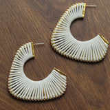 Handwoven Leather Half - Hoop Earrings - floysun