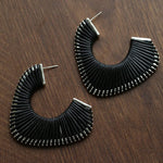 Handwoven Leather Half - Hoop Earrings - floysun