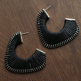 Handwoven Leather Half - Hoop Earrings - floysun