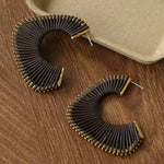 Handwoven Leather Half - Hoop Earrings - floysun