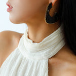 Handwoven Leather Half - Hoop Earrings - floysun