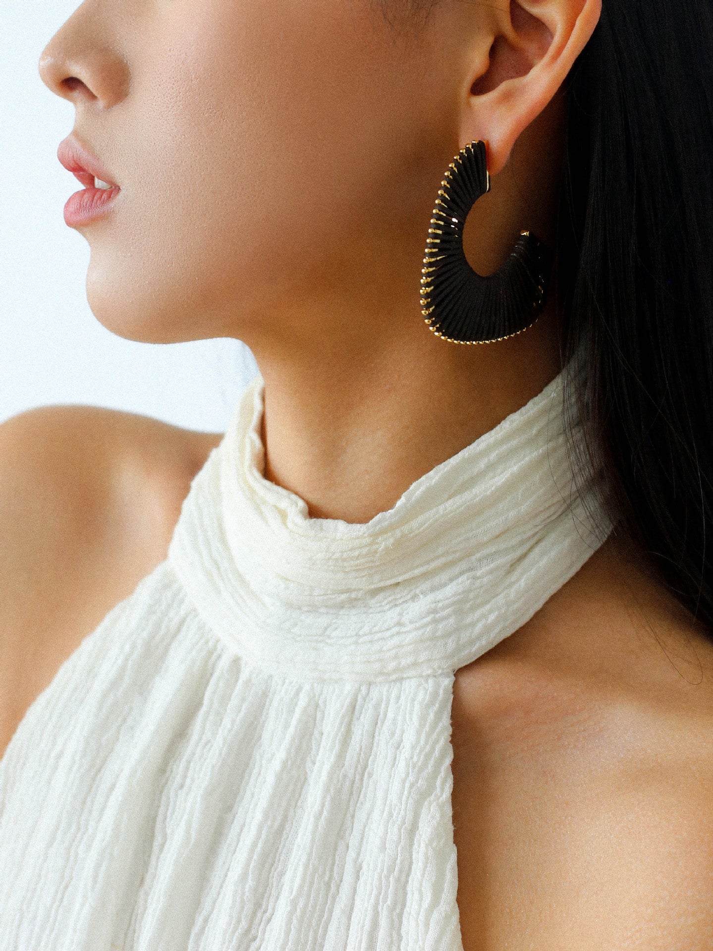 Handwoven Leather Half - Hoop Earrings - floysun