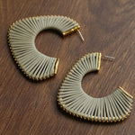 Handwoven Leather Half - Hoop Earrings - floysun