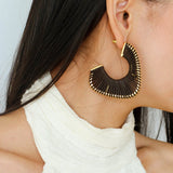 Handwoven Leather Half - Hoop Earrings - floysun