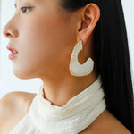 Handwoven Leather Half - Hoop Earrings - floysun