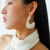 Handwoven Leather Half - Hoop Earrings - floysun