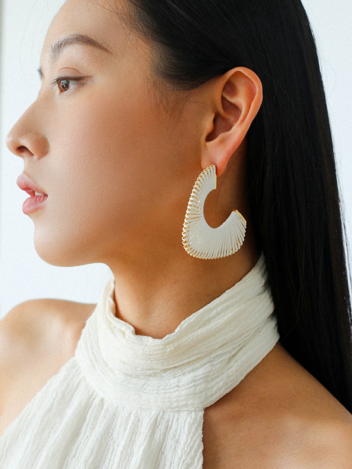Handwoven Leather Half - Hoop Earrings - floysun