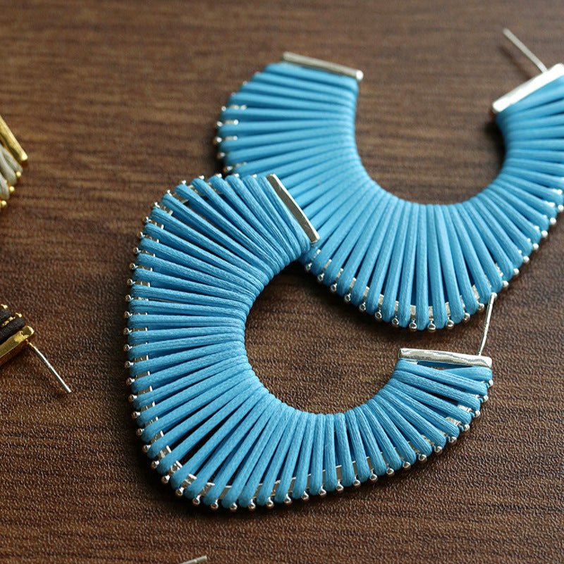 Handwoven Leather Half - Hoop Earrings - floysun