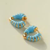 Handwoven Leather Heart Hoop Earrings – Multi - Color - floysun