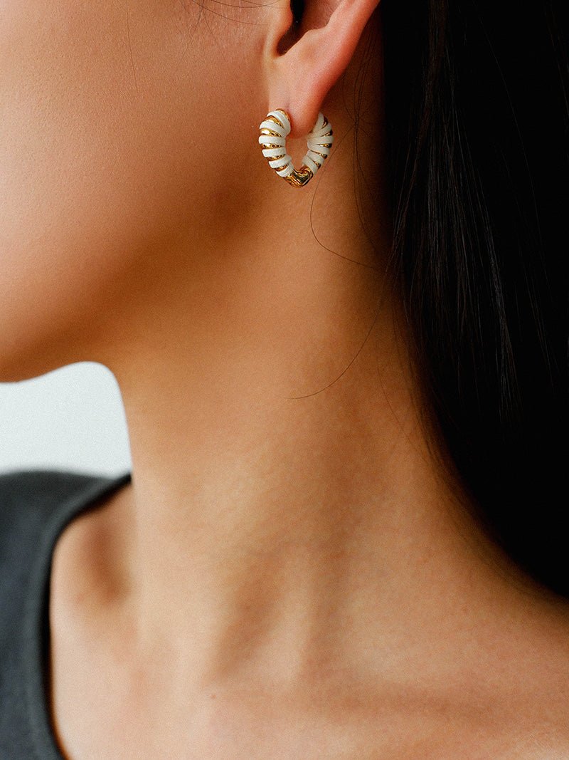 Handwoven Leather Heart Hoop Earrings – Multi - Color - floysun