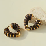 Handwoven Leather Heart Hoop Earrings – Multi - Color - floysun