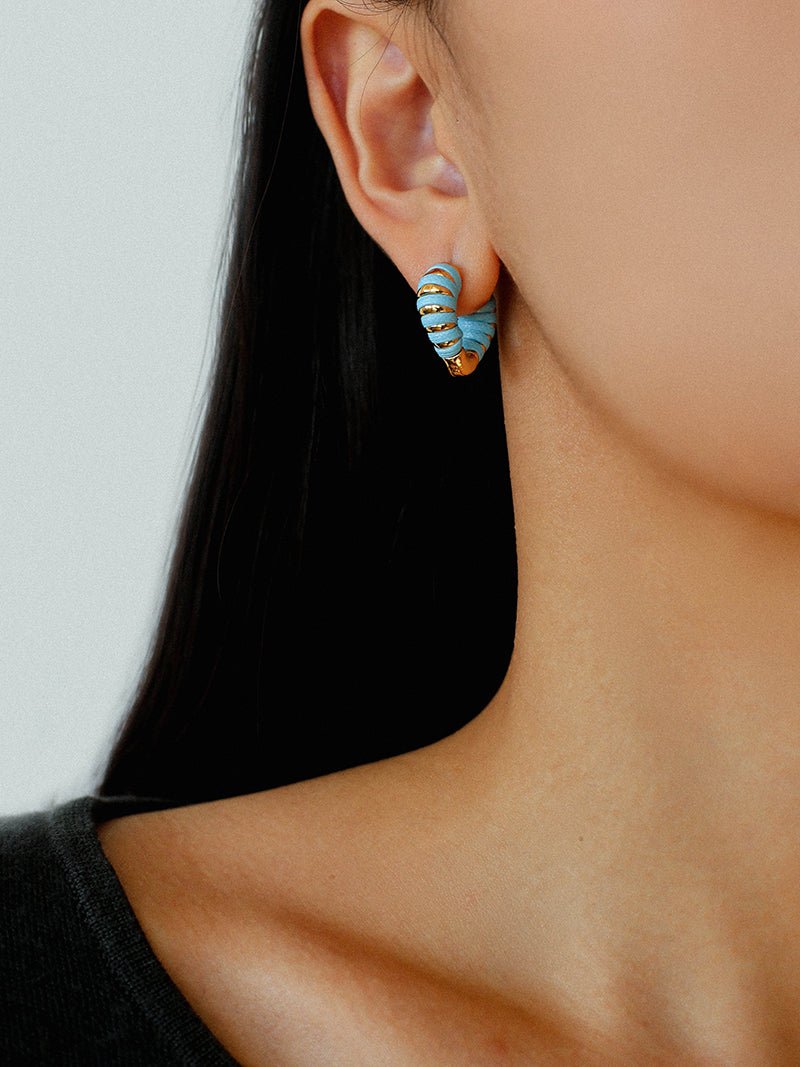 Handwoven Leather Heart Hoop Earrings – Multi - Color - floysun