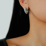 Handwoven Leather Heart Hoop Earrings – Multi - Color - floysun