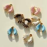 Handwoven Leather Heart Hoop Earrings – Multi - Color - floysun