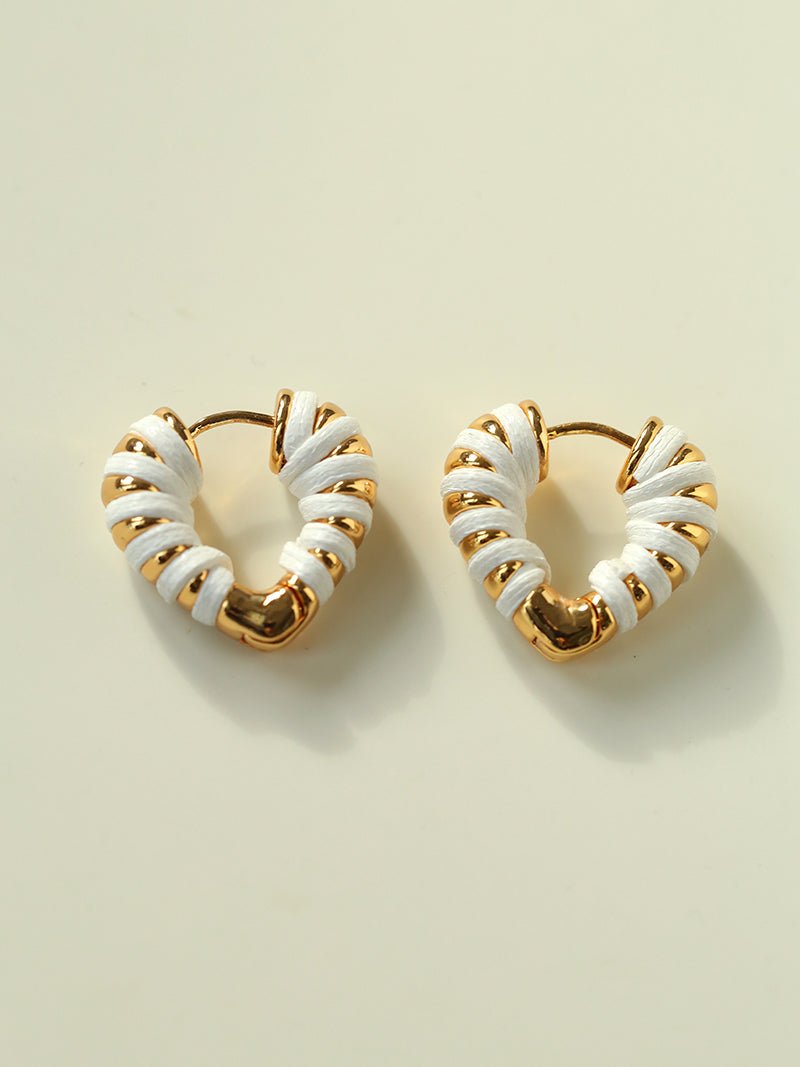 Handwoven Leather Heart Hoop Earrings – Multi - Color - floysun