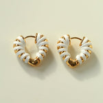 Handwoven Leather Heart Hoop Earrings – Multi - Color - floysun