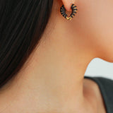 Handwoven Leather Heart Hoop Earrings – Multi - Color - floysun