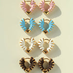 Handwoven Leather Heart Hoop Earrings – Multi - Color - floysun