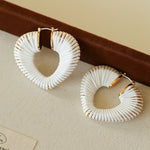 Handwoven Leather Heart Large Hoop Earrings – Multi - Color - floysun