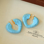 Handwoven Leather Heart Large Hoop Earrings – Multi - Color - floysun