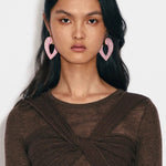 Handwoven Leather Heart Large Hoop Earrings – Multi - Color - floysun