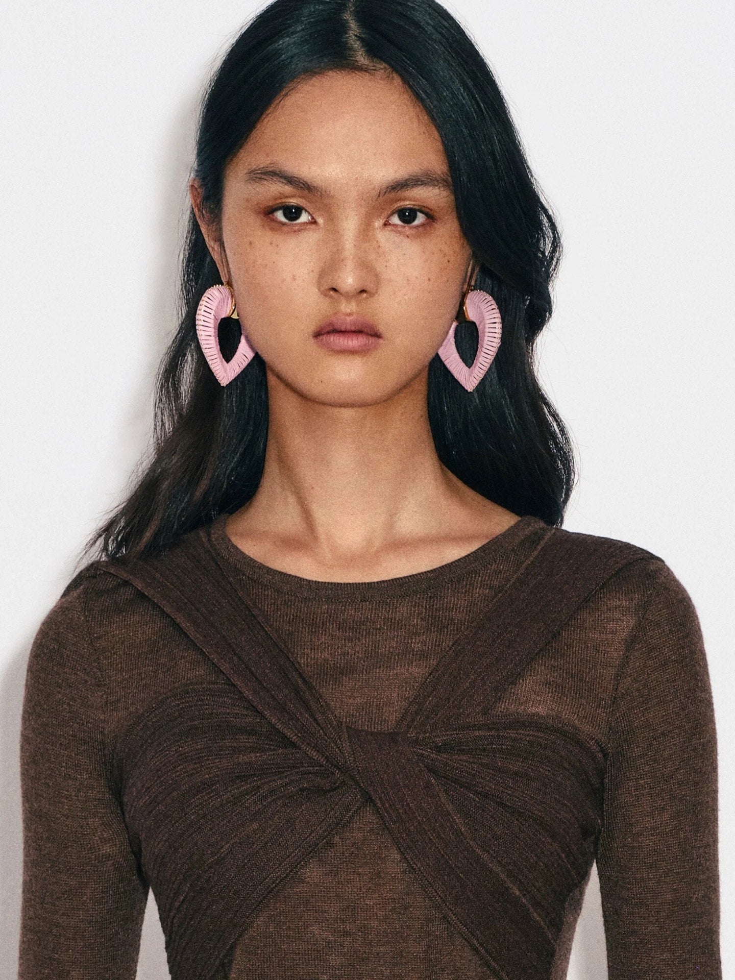 Handwoven Leather Heart Large Hoop Earrings – Multi - Color - floysun