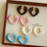 Handwoven Leather Heart Large Hoop Earrings – Multi - Color - floysun