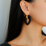 Handwoven Leather Heart Large Hoop Earrings – Multi - Color - floysun
