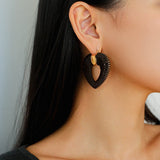 Handwoven Leather Heart Large Hoop Earrings – Multi - Color - floysun