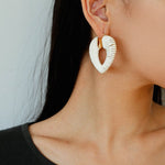 Handwoven Leather Heart Large Hoop Earrings – Multi - Color - floysun