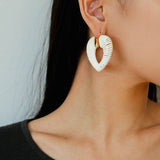 Handwoven Leather Heart Large Hoop Earrings – Multi - Color - floysun