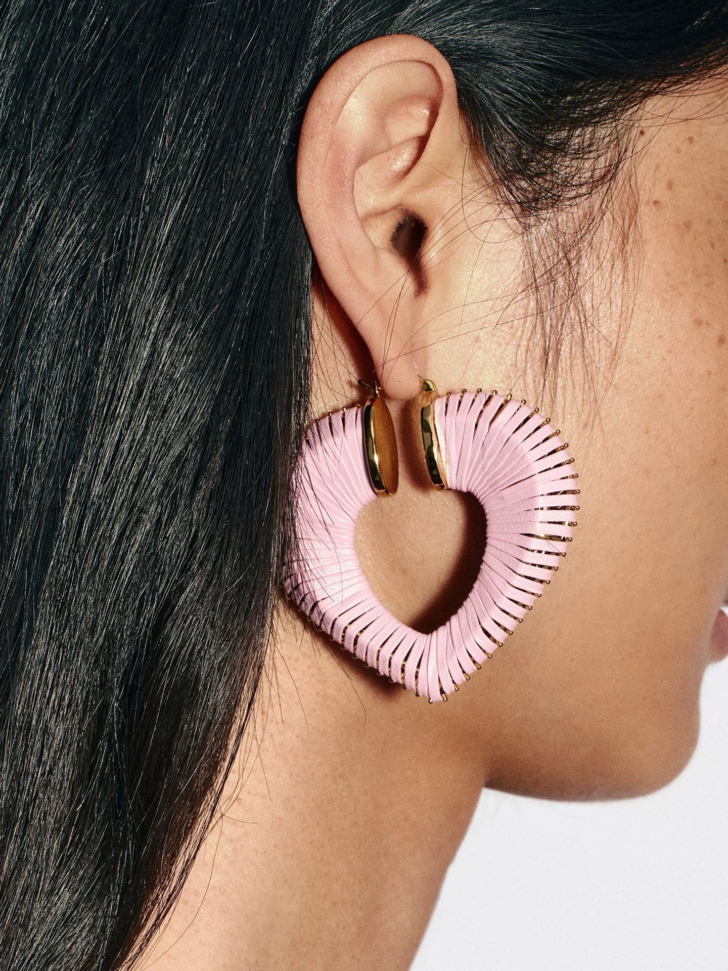 Handwoven Leather Heart Large Hoop Earrings – Multi - Color - floysun