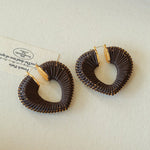 Handwoven Leather Heart Large Hoop Earrings – Multi - Color - floysun