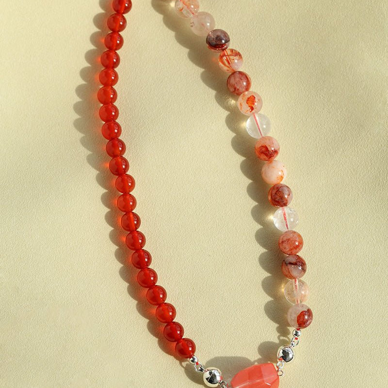 Harmony Red Agate & Red Resin Blossom Convertible Necklace - floysun