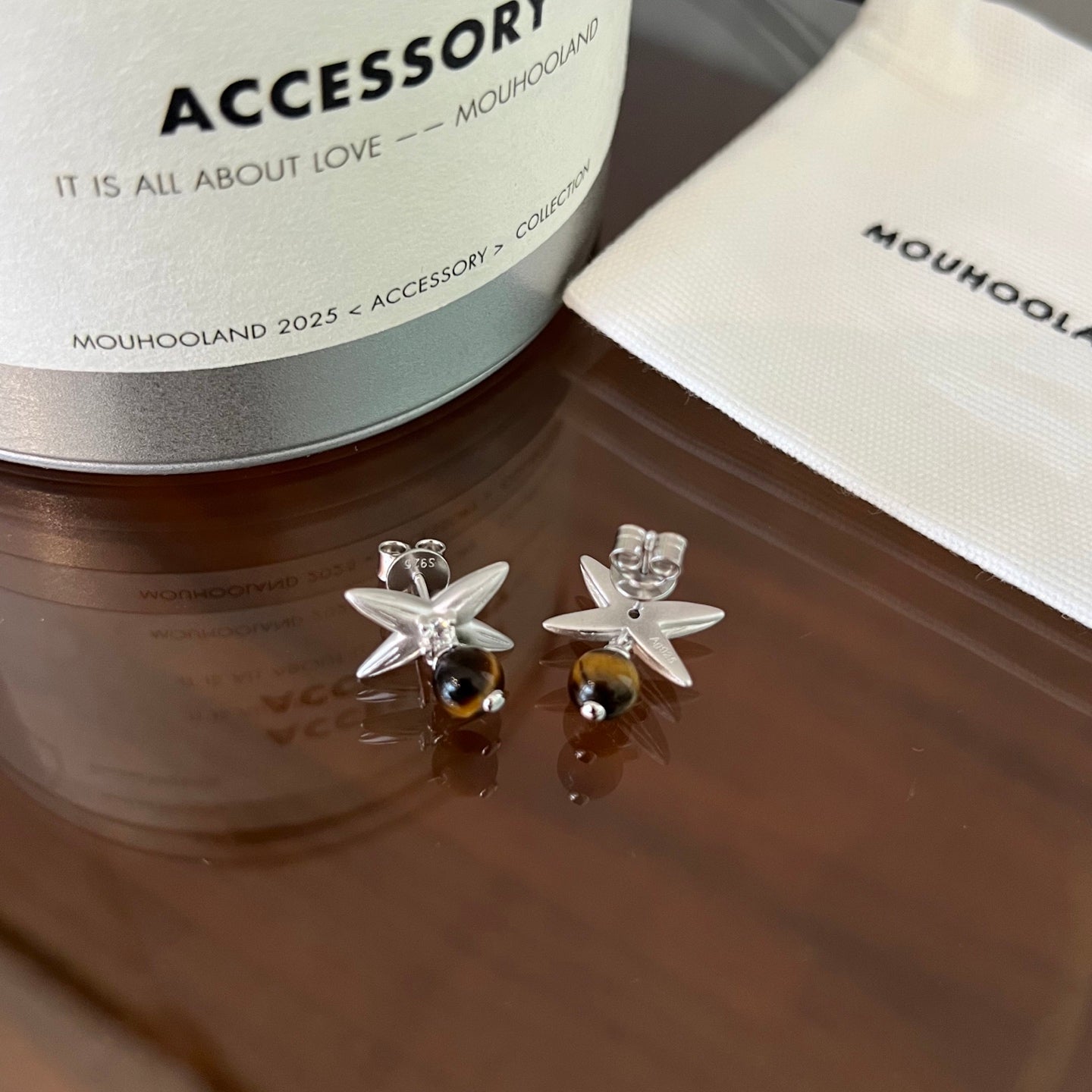 Harvest Wheat Four - Leaf Tiger Eye Earrings - floysun