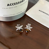 Harvest Wheat Four - Leaf Tiger Eye Earrings - floysun