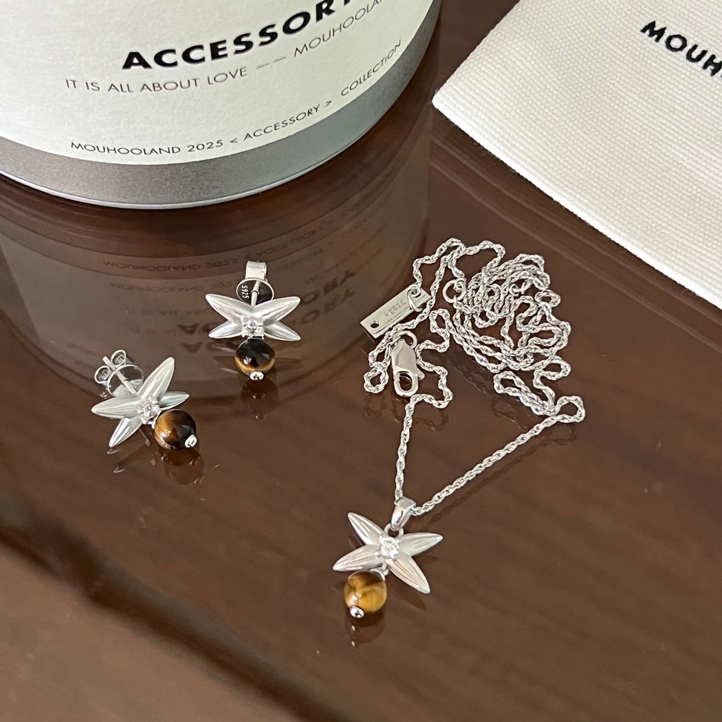 Harvest Wheat Four - Leaf Tiger Eye Pendant Necklace - floysun