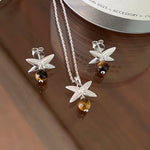 Harvest Wheat Four - Leaf Tiger Eye Pendant Necklace - floysun