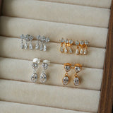 Heart & Oval Cubic Zirconia Dangle Stud Earrings - floysun