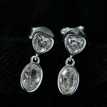 Heart & Oval Cubic Zirconia Dangle Stud Earrings - floysun