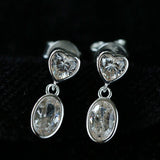 Heart & Oval Cubic Zirconia Dangle Stud Earrings - floysun