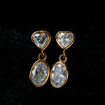 Heart & Oval Cubic Zirconia Dangle Stud Earrings - floysun