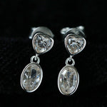Heart & Oval Cubic Zirconia Dangle Stud Earrings - floysun