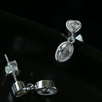 Heart & Oval Cubic Zirconia Dangle Stud Earrings - floysun
