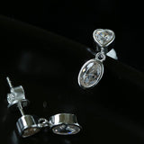 Heart & Oval Cubic Zirconia Dangle Stud Earrings - floysun