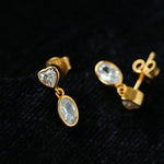 Heart & Oval Cubic Zirconia Dangle Stud Earrings - floysun