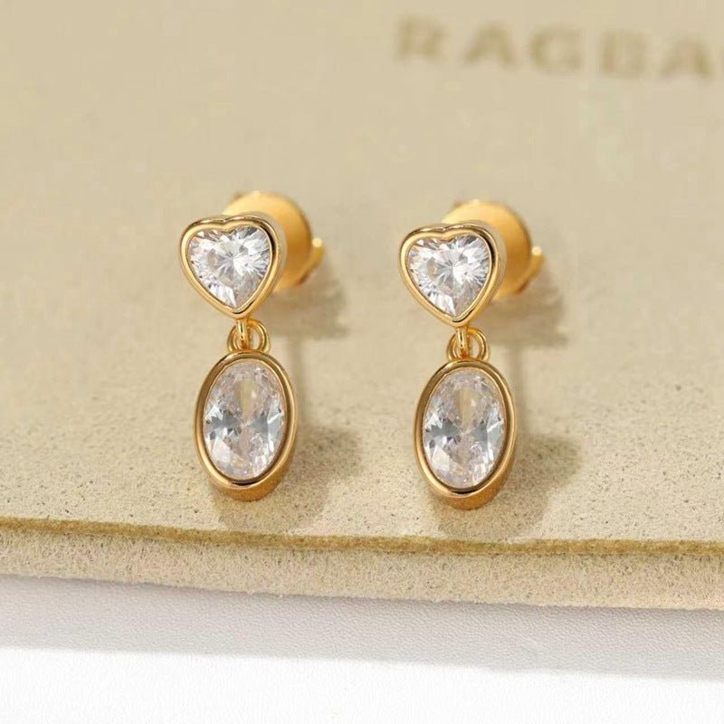Heart & Oval Cubic Zirconia Drop Earrings - floysun