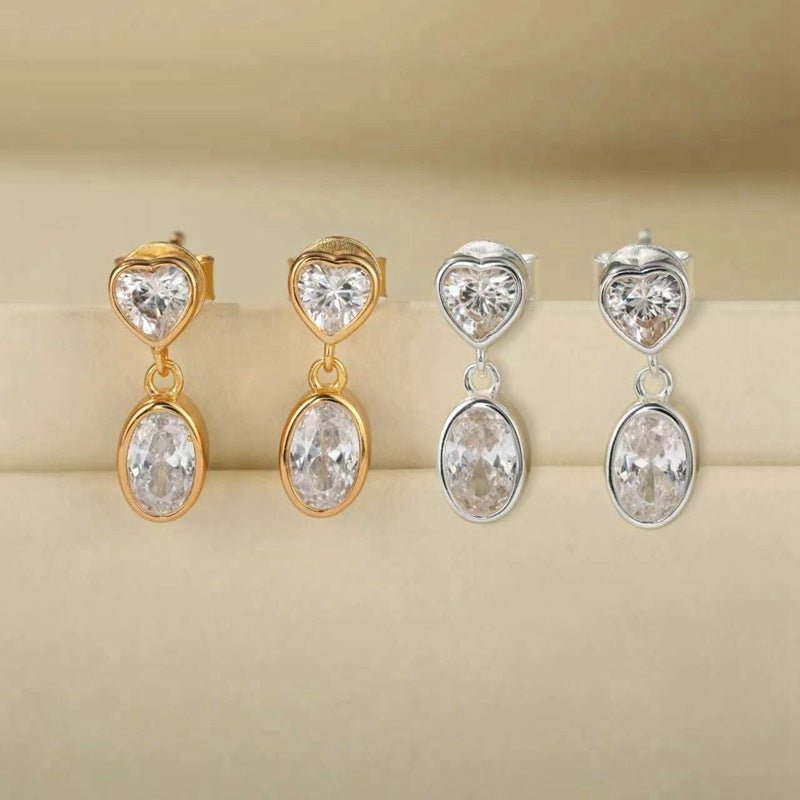 Heart & Oval Cubic Zirconia Drop Earrings - floysun